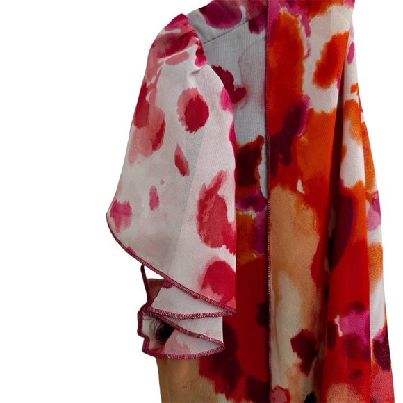 Sara Michelle Black Red Floral Waterfall Top Blouse Business Casual Petite XL - Picture 4 of 8